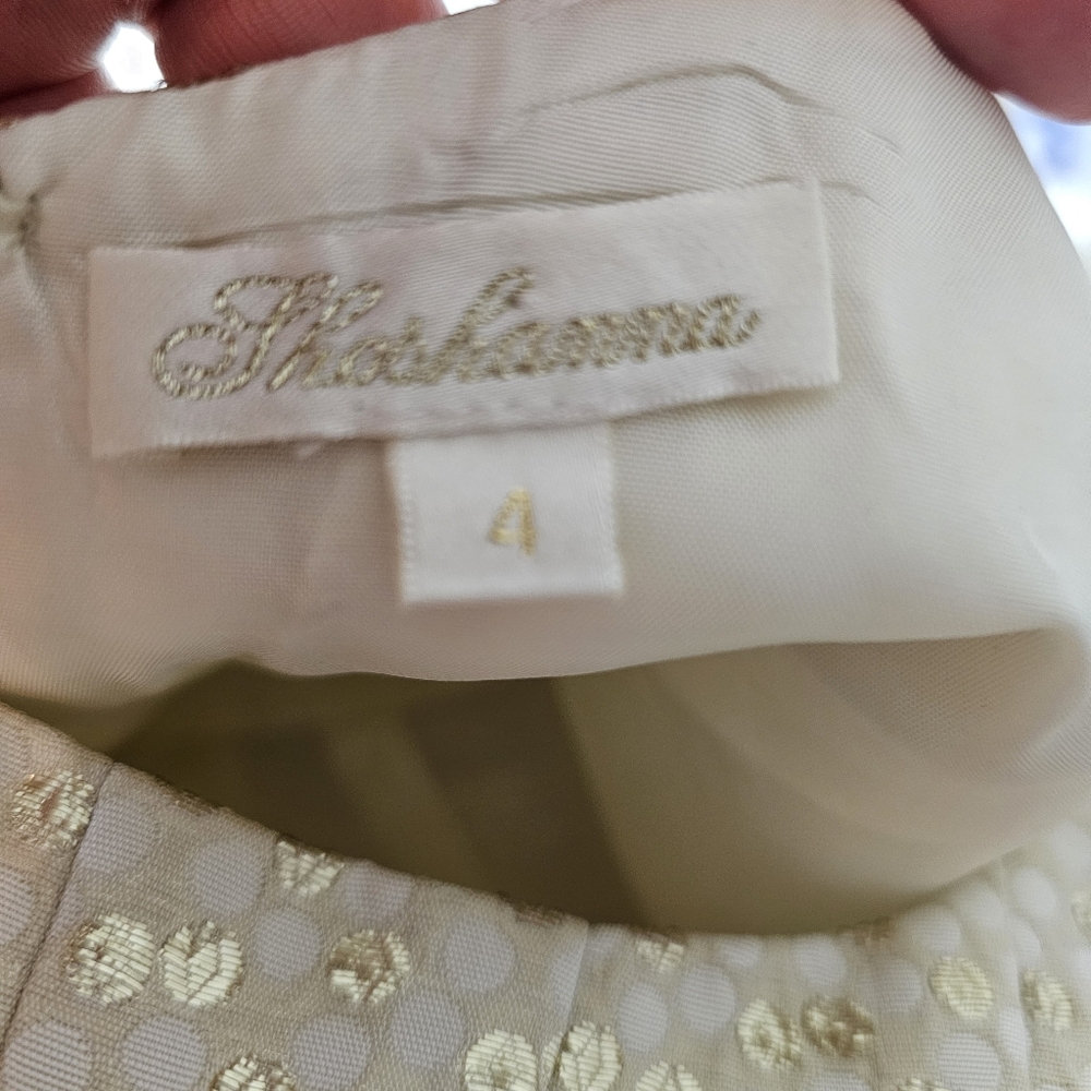 Shoshanna Cream and Gold Polka Dot A Line Mini Dress In 4 - Picture 6 of 7